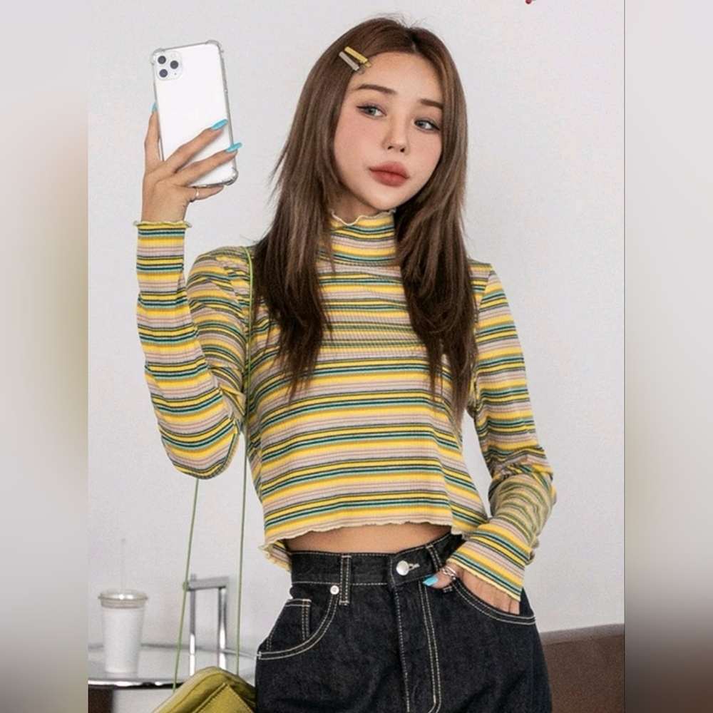 Striped Lettuce Trim Tee